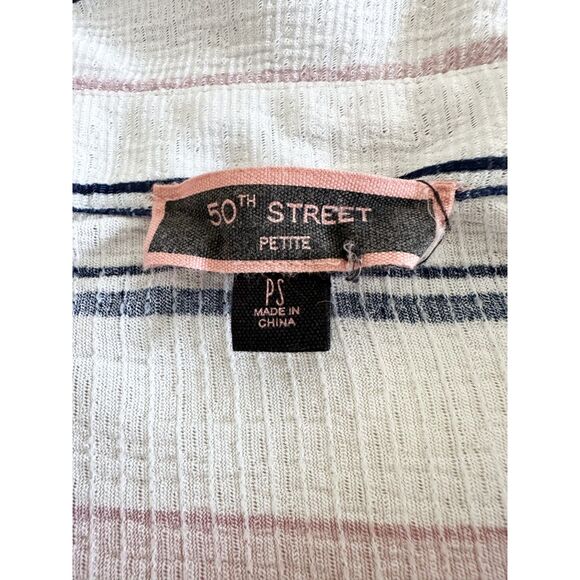 50th Street Shirt Women's Size SP Navy Pink Striped Short Sleeve V-Neck - Picture 6 of 11
